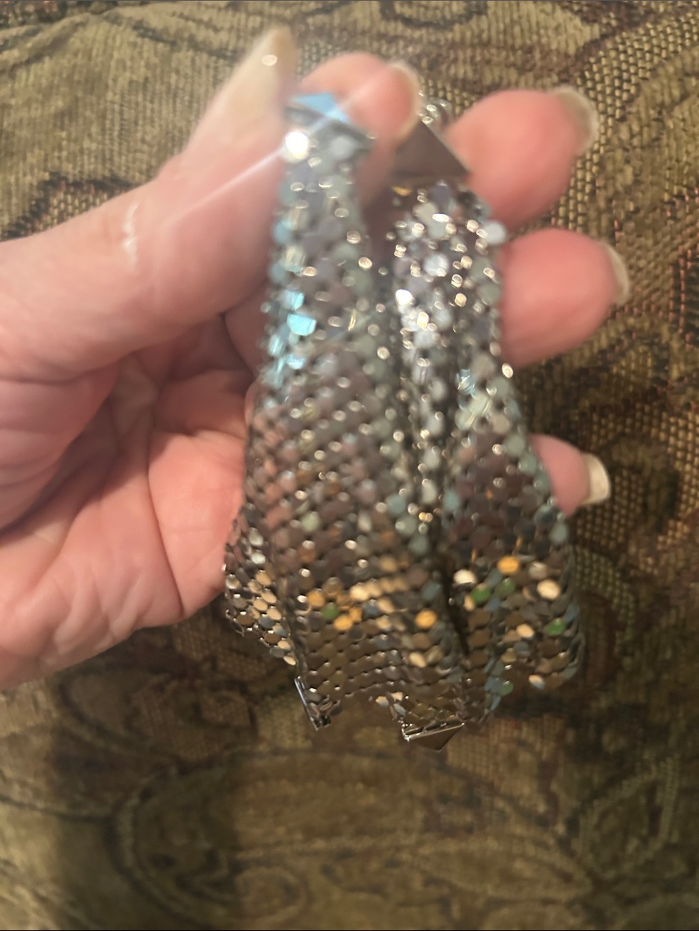 Paco Rabanne Silver Mesh Dangle Earrings - Picture 6 of 10